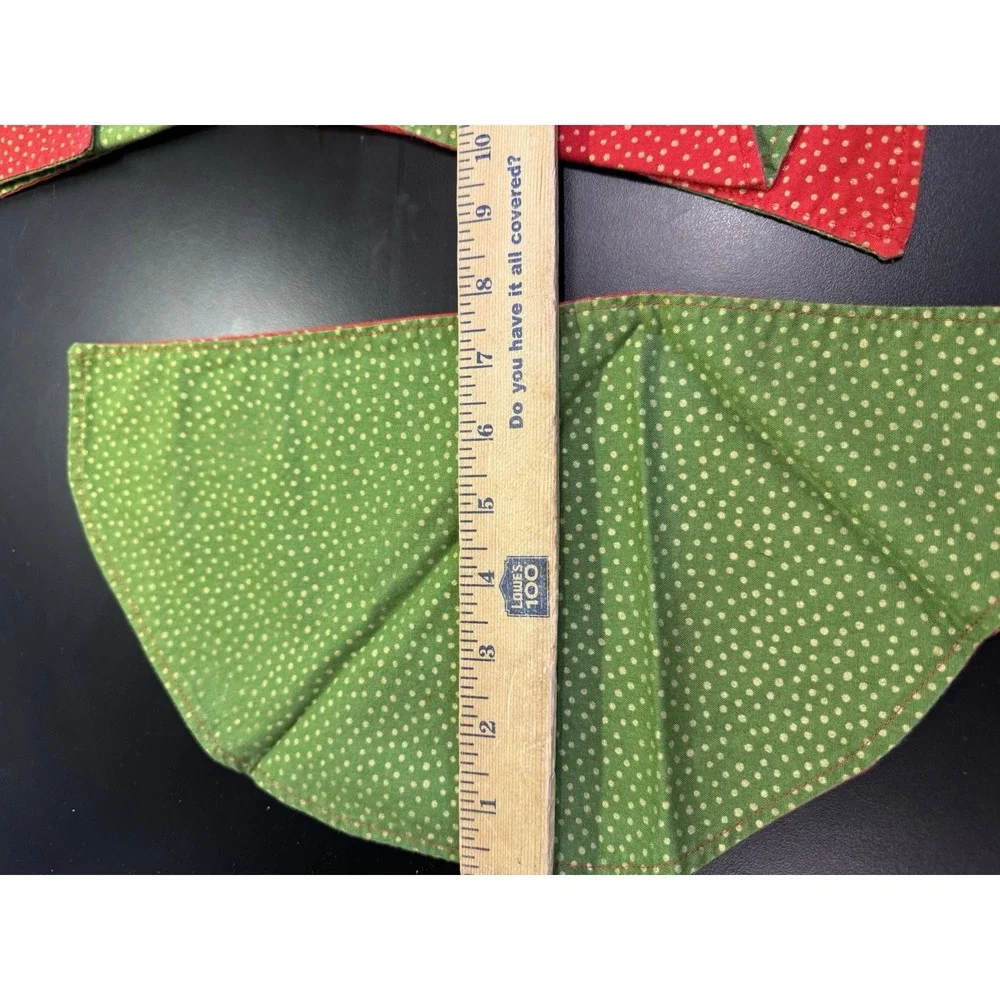 Vintage‎ Handmade Set Of 10 Christmas Tree Fabric Napkins Double Sided Moon
